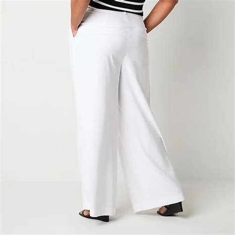 Worthington Womens Mid Rise Wide Leg Palazzo Pant Plus