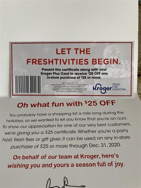 Kroger sent me this $25 coupon! Too bad it expired over two weeks ago