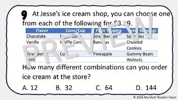 Probability EOG Review Questions Grade 7 Math Test Prep TPT