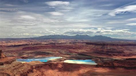 Aerial View Of Potash Mine And Evaporation Ponds In Desert Of Moab ...