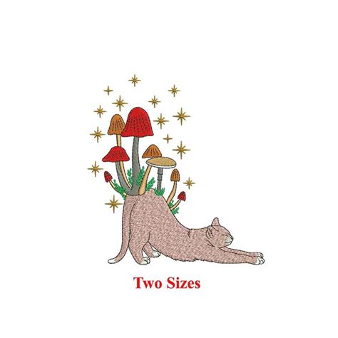 Cat Mushroom Machine Embroidery Design / Cute Cat With Mushroom / Cat ...