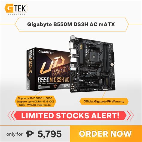 Gigabyte B550m Ds3h Ac B550 Amd Am4 Matx Motherboard Lazada Ph