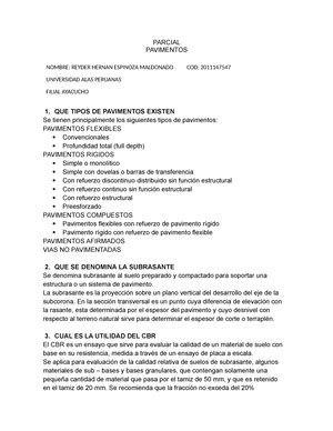 Examen Final De Pavimentos Examen Final De Pavimentos Alumno