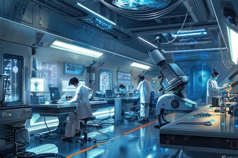 Premium Photo Futuristic Hightech Laboratory With Advanced Technology