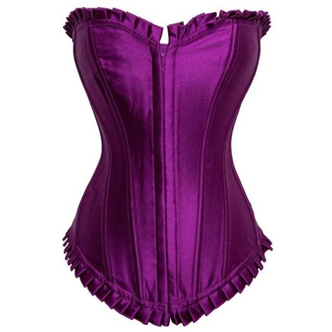 Purple Corset Women Overbust Satin Black White Red Blue Bustier Body