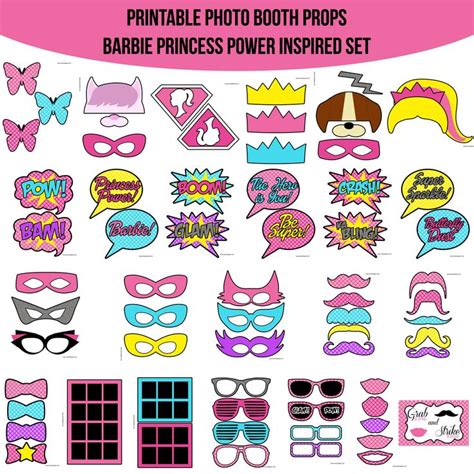 Instant Download Barbie Princess Power Inspired Printable Photo Booth