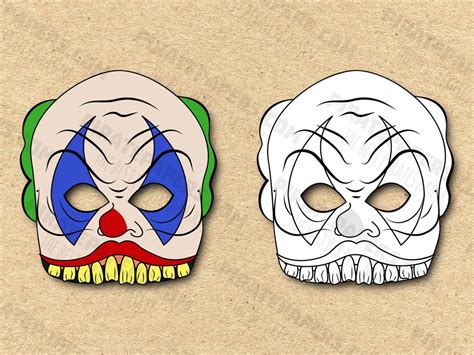 Scary Clown Masks Printable Color Coloring, Paper DIY for Kids and ...