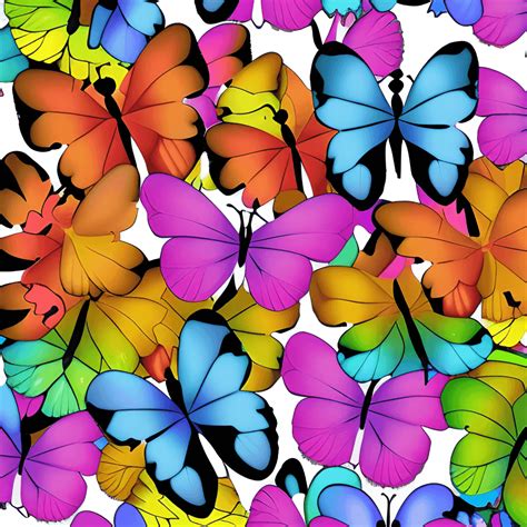 Rainbow Butterflies Kawaii Chibi Cartoon Photograph · Creative Fabrica