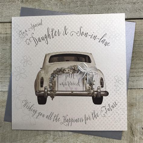 White Cotton Cards Daughter Son In Law Handmade Wedding Card Bd