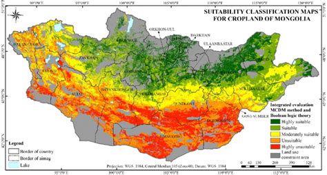 Suitability classification map for cropland in Mongolia. | Download Scientific Diagram