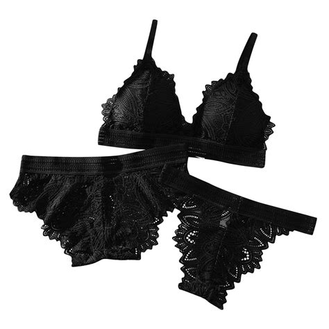 Ehqjnj Bralette And Panty Sets For Women Women 3 Piece Lingerie Setlace Bra With Panties