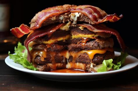 Premium Photo Bacon Wrapped Cheese Stuffed Burger