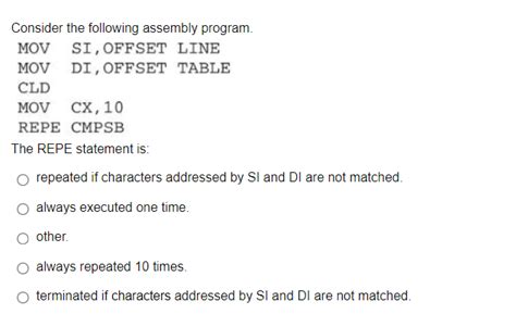 Solved Consider The Following Assembly Program The Repe Chegg