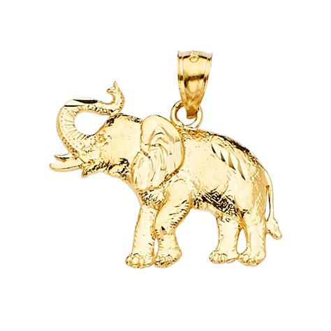 K Yellow Gold Elephant Pendant Necklace X Mm Jewelry Gifts For