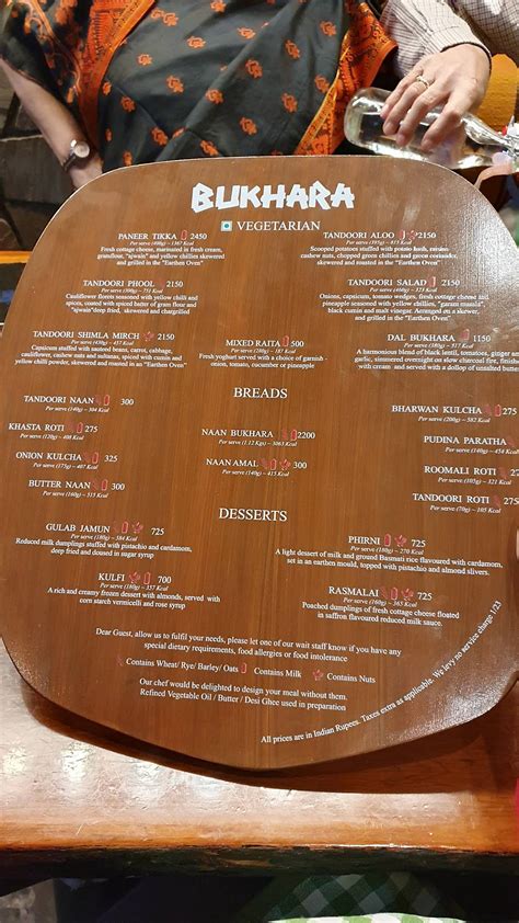 Menu At Bukhara New Delhi Itc Maurya