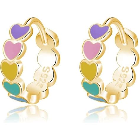 Argent Sterling Couleur C Ur Cerceau Boucles Doreilles Pour Femmes