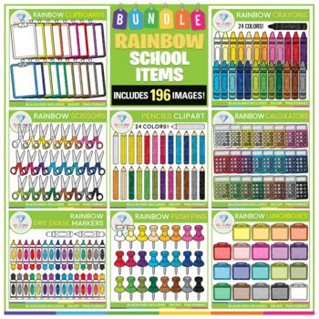 Rainbow School Clip Art Bundle Images By Dazzling Clips Tpt