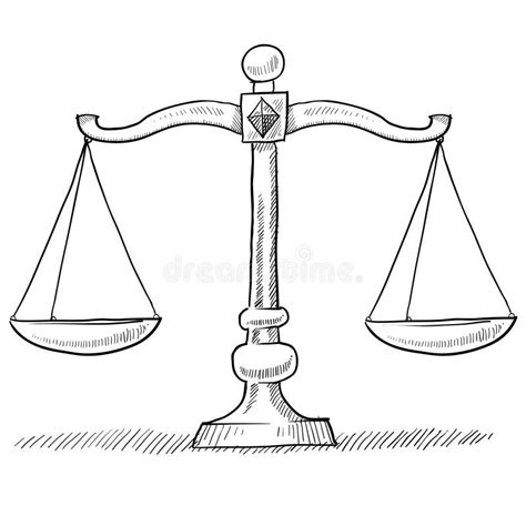 Scales Of Justice Sketch Stock Vector Illustration Of Drawing 22337755