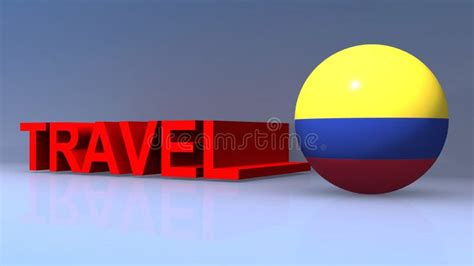 Viajar Con Bandera De Colombia En Azul Stock De Ilustración