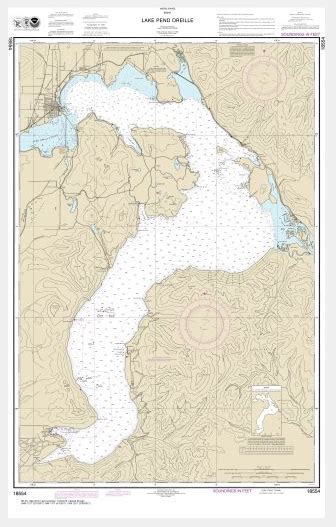 NOAA Chart - Lake Pend Oreille - 18554 - The Map Shop