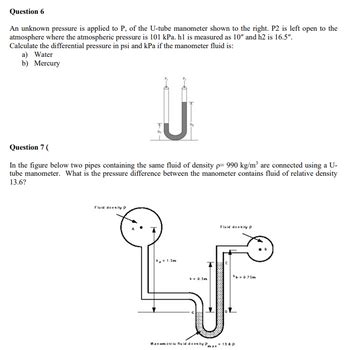 Answered Question 6 An Unknown Pressure Is Bartleby