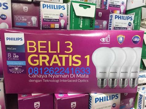 Jual Lampu Led Bulb Bohlam Philips 8W Paket Mycare Pack 8W Multipack Di