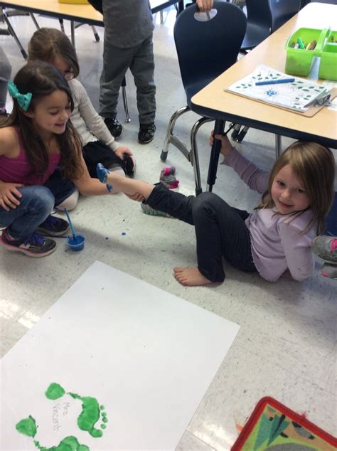 Fun painting and measuring our feet! Some of us were quite ticklish ...