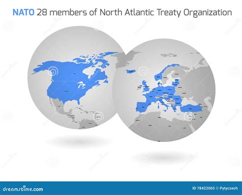 Nato Member Countries Globes Cartoon Vector Cartoondealer