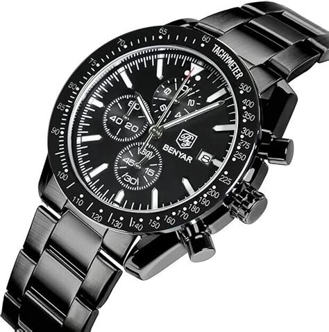 Benyar Watch Tachmetre Black And Black Stainless Steel