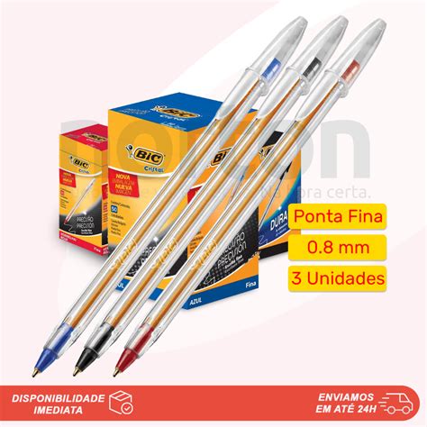 KIT PROMOCIONAL Canetas Bic Cristal Esferográficas 0 8mm Ponta Fina