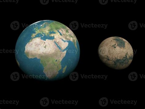 Earth and Mars planets size comparison - 3D render 31110163 Stock Photo ...