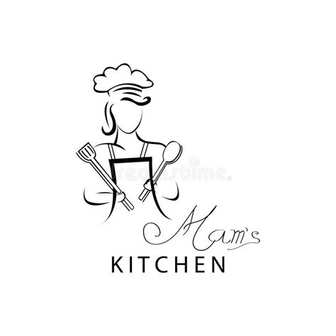 Woman Chef Logo Clipart Illustration Hat Character Design Vector Stock