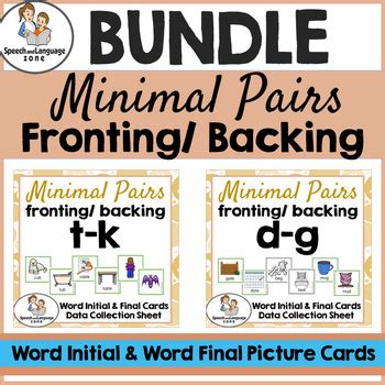 Fronting Backing Minimal Pairs BUNDLE T K And D G Speech Therapy