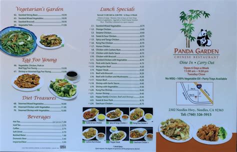 Menu At Panda Garden Restaurant Needles Needles Hwy