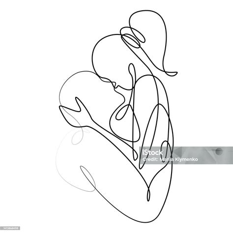 Illustration De Baiser Personnes Stylisées Couple Amoureux Dessiné Avec