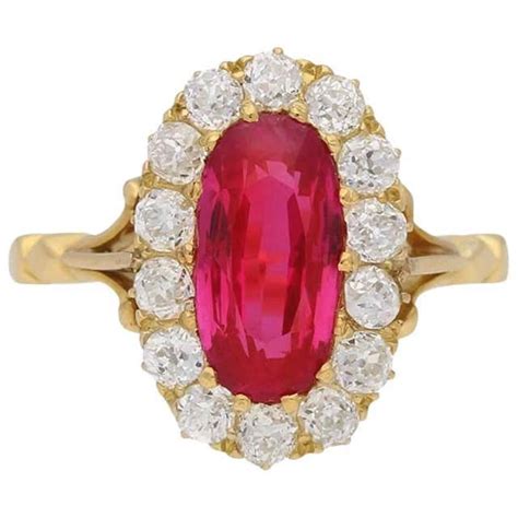 Burmese Ruby and Diamond Ring at 1stDibs