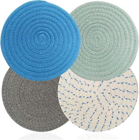Set Of 4 Cotton Trivets Mats Hot Pot Holder Hot Pads For Table Countertop Trivet For Hot