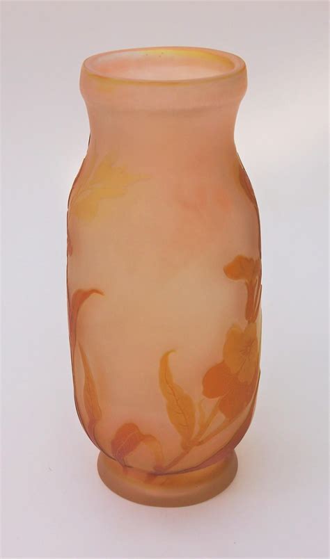 French Art Nouveau Emile Galle Cameo Glass Vase Wild Flowers C1899 For