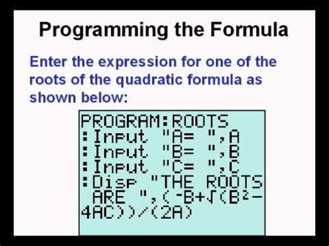 Programming The Quadratic Formula On The TI84 Calculator YouTube