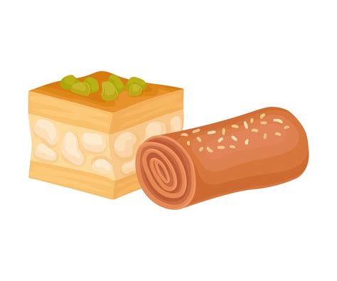 Baklava Aux Noix Et Délice Turc Brun En Forme De Rouleau Illustration