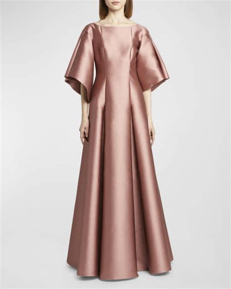 Alberta Ferretti Mikado Full Sleeve Gown Neiman Marcus