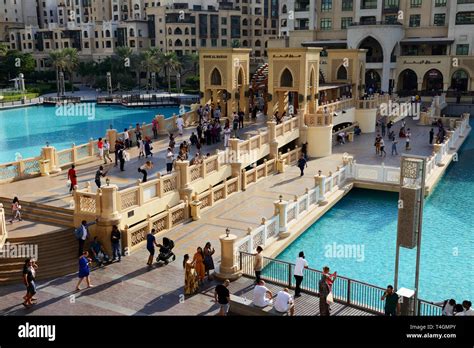 Dubai Uae November The View On Souk Al Bahar And Tourists Are