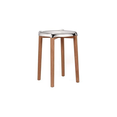 Alessi Poêle Collection Stool Polished Steel Made In Design Uk