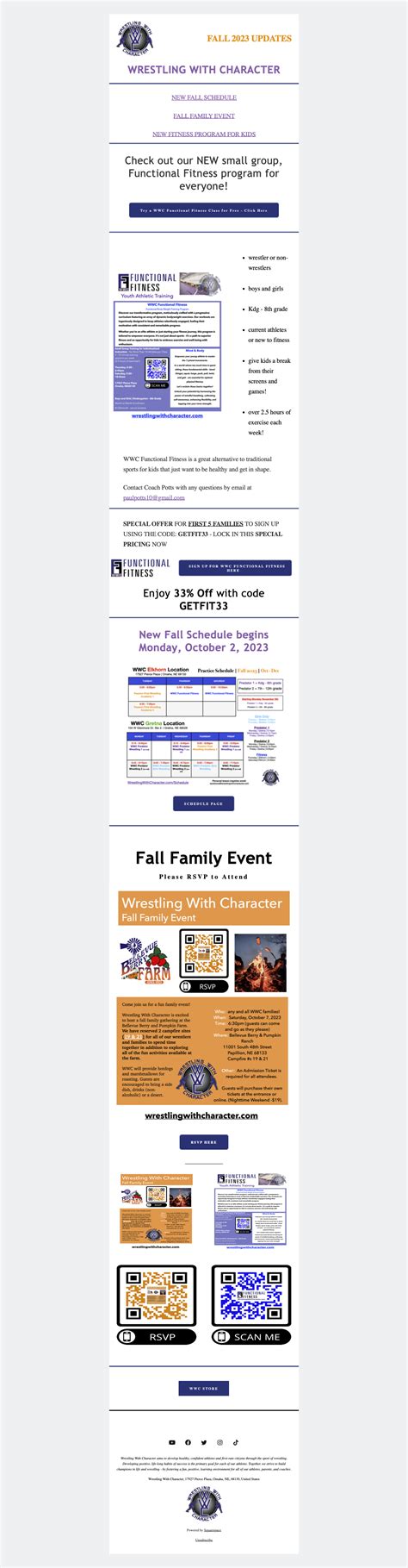 FALL 2023 UPDATES - New Schedule — WRESTLING WITH CHARACTER Wrestling ...