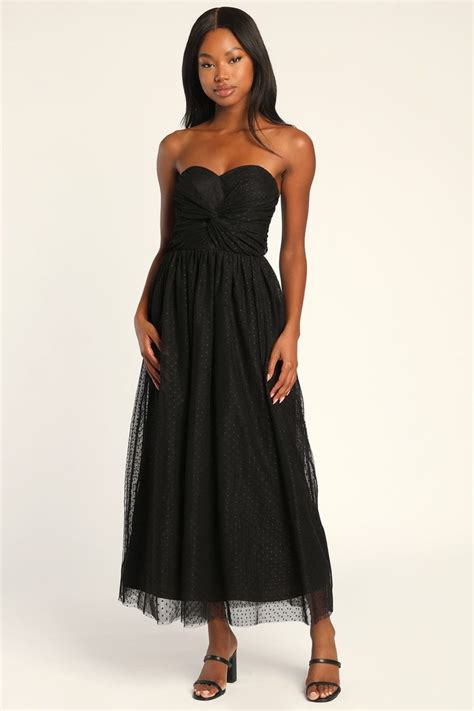 Midi Dress Formal Black Strapless Dress Black Midi Dress Strapless Sweetheart Sweetheart