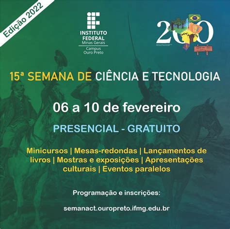 IFMG Campus Ouro Preto promove 15ª Semana de Ciência e Tecnologia