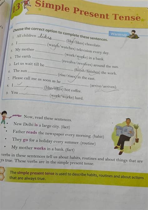 Simple Present Tense Choose The Correct Option To Complete These Sentence