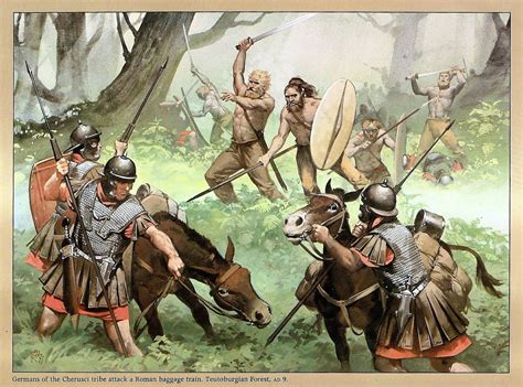 Batalla De Teutoburgo Germanic Tribes Warriors Illustration