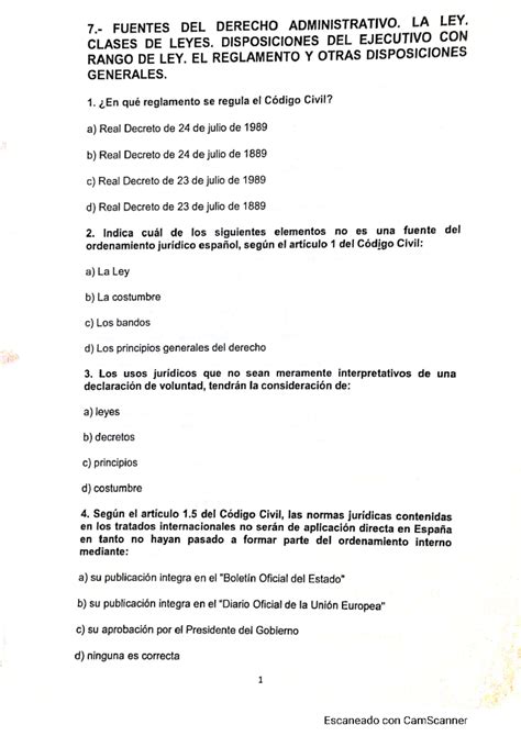 Fuentes Del Derecho Test Derecho Administrativo I Studocu