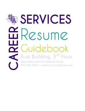 Fillable Online Sfasu Services Areer Resume Sfasuedu Fax Email Print